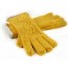 Dámské pletené rukavice s lemem z ovčí vlny, vzor 1 | Žlutá