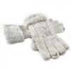 Dámské pletené rukavice s lemem z ovčí vlny, vzor 2 | Krémová