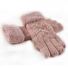 Dámské pletené rukavice s lemem z ovčí vlny, vzor 2 | Starorůžová