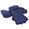 Dámské pletené rukavice s lemem z ovčí vlny, vzor 2 | Tmavě modrá