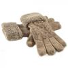 Dámské pletené rukavice s lemem z ovčí vlny, vzor 2 | Hnědá