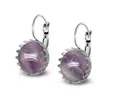 Ocelové náušnice Gemstone Crown - ametyst