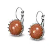 Ocelové náušnice Gemstone Crown - zlatý avanturín