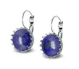 Ocelové náušnice Gemstone Crown - lapis lazuli