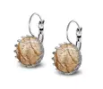 Ocelové náušnice Gemstone Crown - obrázkový jaspis