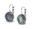 Ocelové náušnice Gemstone Crown - rubín v zoisitu
