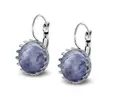 Ocelové náušnice Gemstone Crown - modrý jaspis