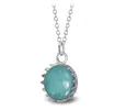 Ocelový náhrdelník Gemstone Crown - azurový Jadeit