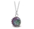 Ocelový náhrdelník Gemstone Crown - Rubín v zoisitu