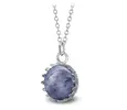 Ocelový náhrdelník Gemstone Crown - modrý Jaspis