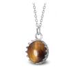 Ocelový náhrdelník Gemstone Crown - Tygří oko