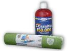L-Carnitine (150000 mg) + Chromium, 1000 ml + Podložka na cvičení Fitness Yoga Mat | Příchuť: Pomeranč | Zelená