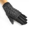 Dámské dvoudílné rukavice s kamínky | Černá