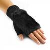 Dámské rukavice bez prstů kombinované s kožešinou | Černá