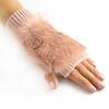 Dámské rukavice bez prstů kombinované s kožešinou | Růžová