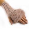 Dámské rukavice bez prstů s kožešinovým lemem | Starorůžová