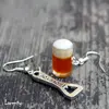 Náušnice pivo s otvírákem | Zlatá