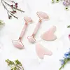 Set: 2x Face roller a 2x Gua sha růženín