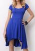 Asymetrické šaty s řasenou sukní | Velikost: S/M | Modrá