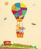 Dětské samolepky na zeď - Zvířátka v létajícím balónu