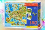 Puzzle mapa Evropy, 180 dílků + 32 vzdělávacích puzzlů