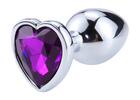 Anální šperk - krystal ve tvaru srdce | Velikost: L | Lila