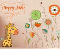 Dětské samolepky na zeď - Kytičky a žirafa