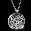 Ocelový náhrdelník s medailonkem - uvnitř strom života s nasypanými krystaly