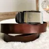 Pánský kožený pásek s automatickou přezkou H1 | Velikost: 90 cm | Tmavě hnědá