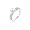 Stříbrný prsten s pravou říční perlou T076 | Velikost: 54