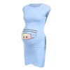 Těhotenské šaty s veselým potiskem | Velikost: S | Světle modrá