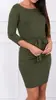 Šaty se zavazováním v pase a knoflíkem na rukávu | Velikost: S/M | Khaki