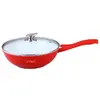 Wok pánev s keramickým povrchem 28 cm | Červená