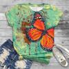 Dámské tričko s barevným potiskem - světle zelené s motýlem | Velikost: S
