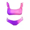 Dámské bikini s volány měnící barvu, fialovo-růžové | Velikost: M