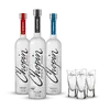 Set 3 vodek Chopin (3× 500 ml) + 3 skleničky