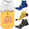 3 páry nízkých ponožek s motivem piva v dárkové plechovce – typ 1 | Velikost: 39-42