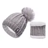 Set nákrčníku a čepice s bambulí | Šedá
