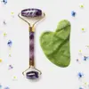 Ametyst váleček + jadeit gua sha