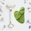 Bílý jadeit váleček + jadeit gua sha