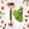 Sluneční avanturín váleček + jadeit gua sha