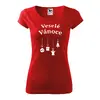 Dámské tričko - Vánoční ozdoby | Velikost: Velikost: XS | Červená