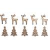 Dřevěné ozdoby – sobi a vánoční stromky 10 ks