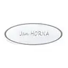 9# Plastová jmenovka – stříbrná ovál, 10 x 4 cm