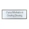 5# Plastová jmenovka – stříbrná s rámečkem, 10 x 4 cm
