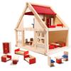 Dřevěný domeček s nábytkem pro panenky