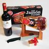 Balení šunky Jamón Curado (stojánek, nůž, pralinky, víno) | Balení: Originální