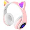 RGB LED bezdrátová Bluetooth sluchátka, růžová