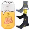 3 páry klasických ponožek s motivem piva v dárkové plechovce – typ 1 | Velikost: 39-42