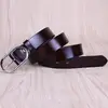 Dámský kožený pásek - bez zdobení - tmavě hnědý